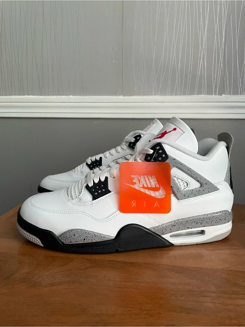 Nike Air Jordan 4 Retro White Cement Summit White Fire Red Men’s Size 13 FV5029-